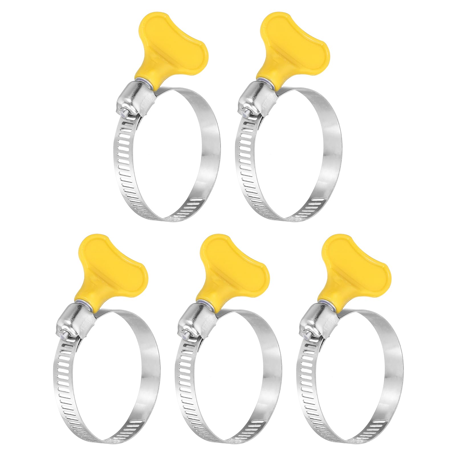 Uxcell 5Pcs Stainless Steel Worm Gear Hose Clamps – 32-44mm Adjustable, Thumb Screw Key Type, 8mm Bandwidth