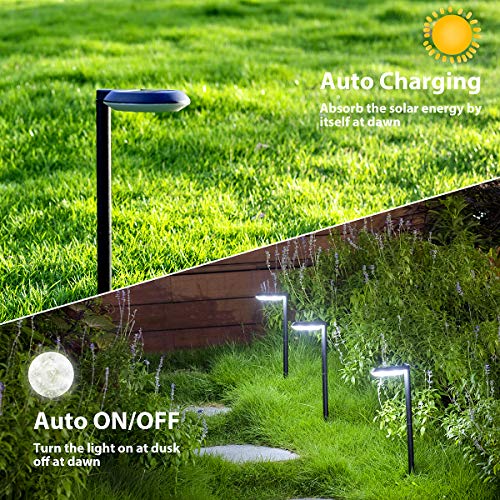Kinna Outdoor Solar Path Lights Waterproof Landscape Pathway Light With 6 White Leds Garden Lighting Decorative For Patio Driveway Backyard (Black-4 Pack) #TOP2
