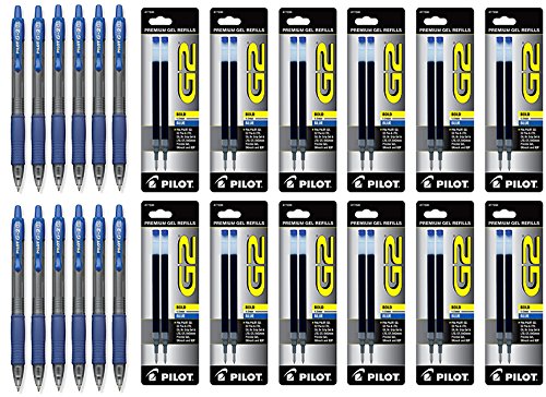 Pilot G2 Bolígrafos de Tinta Gel Azul, 12 unidades