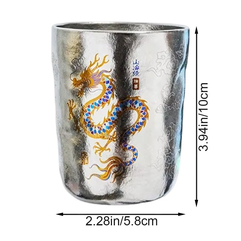 Tragbarer Titanbecher Drachenmuster, Leichter Bierbecher, Ideal Für Zuhause, Camping Und Reisen