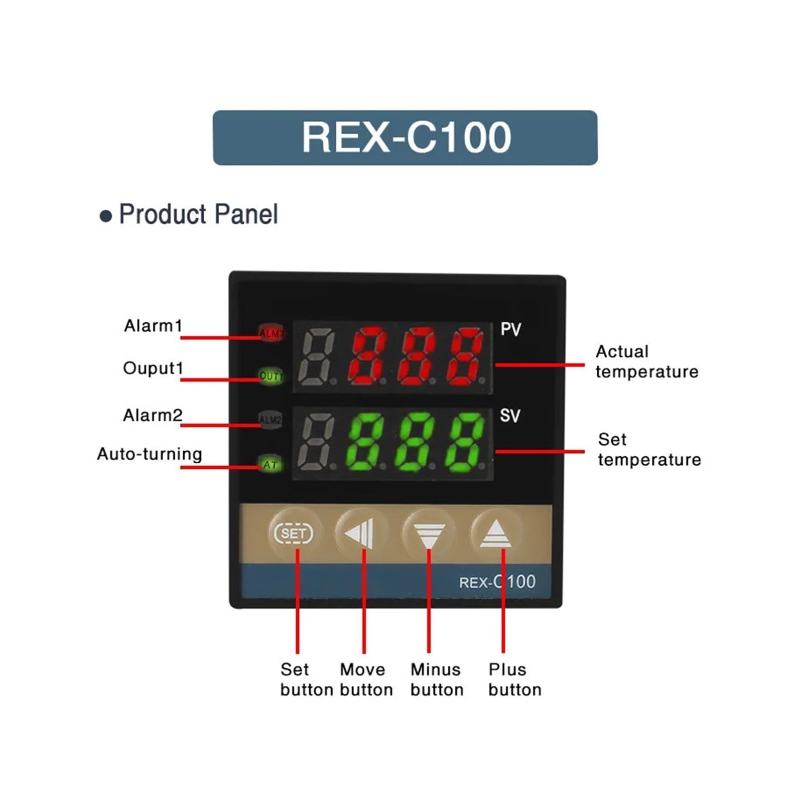 Regulator temperatury PID REX-C100, 220V, 400 stopni, termostat cyfrowy, wyjście 40 A, SSR, termopara typu K (zestaw 1 wyjście SSR)