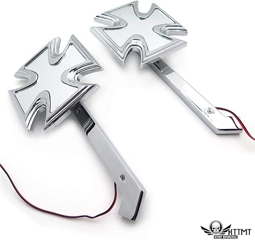 Miniatura 4 de HTTMT - MT204+TTT003- Retrovisor LED de señal de giro de la motocicleta Espejos cruzados malteses compatibles con H-D Springer