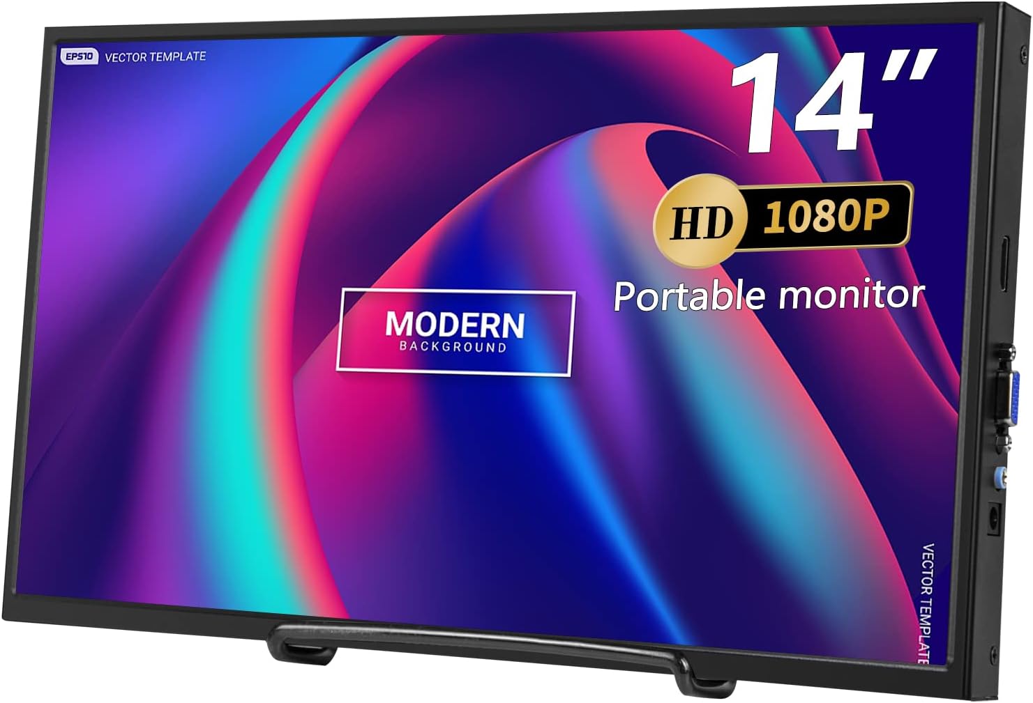 Bnztruk 14 Inch Portable Monitor HDMI 1920×1080 Full HD IPS Screen Display with HDMI & VGA for Raspberry Pi, Laptop, PC, MacBook, Xbox, PS3,PS4,60HZ,5ms, PC 16:9 External Display