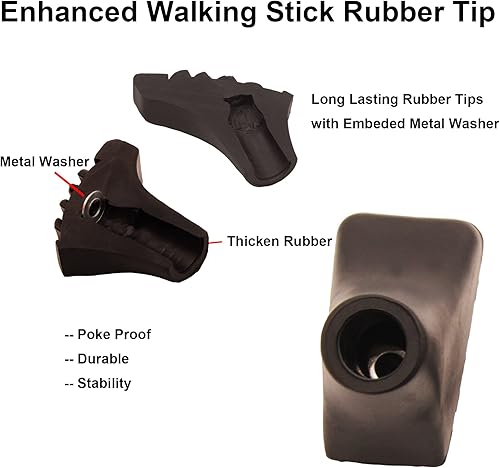Miniatura 4 de HAPLUSTAR - Juego de 6 a 8 puntas de bastón de senderismo, protectores de goma de repuesto para la mayoría de bastones de senderismo, 0.433in de