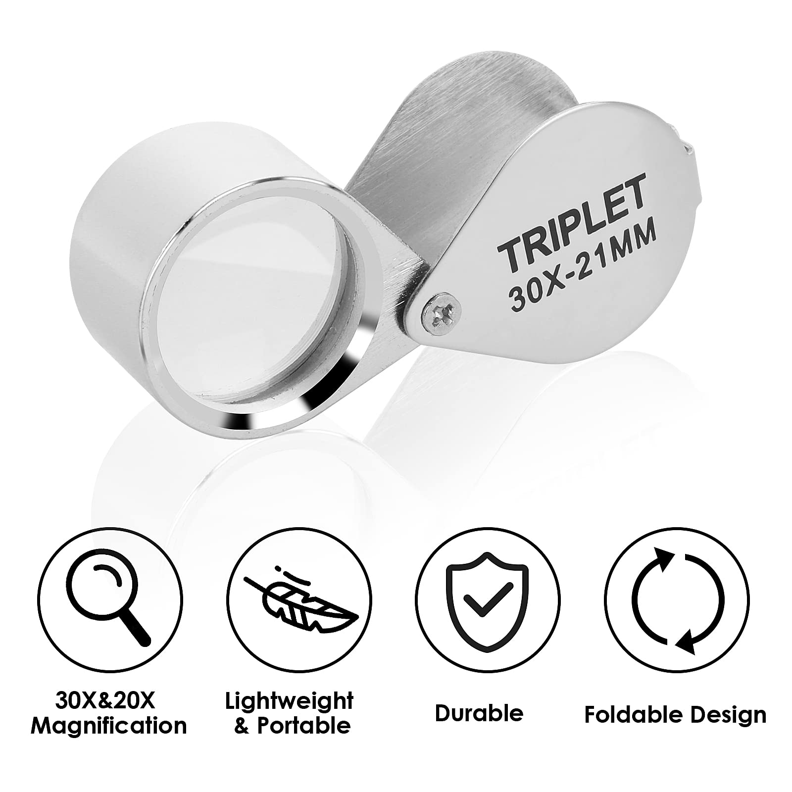 Magnifying Glass Small Watch Loupes&Magnifiers Kits Jewelers Loop 20x Pocket Magnifying Glass ...