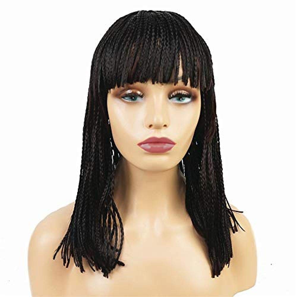 Wig Afro Style Braid Capless Wig Burgundy Dark Brown Dark Auburn Hair 18 inch Women s African American Wig Braided Wig Burgundy Wig Medium Length