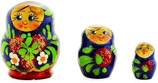 BestPysanky Set of 3 Miniature Flowers Nesting Dolls 2 Inches