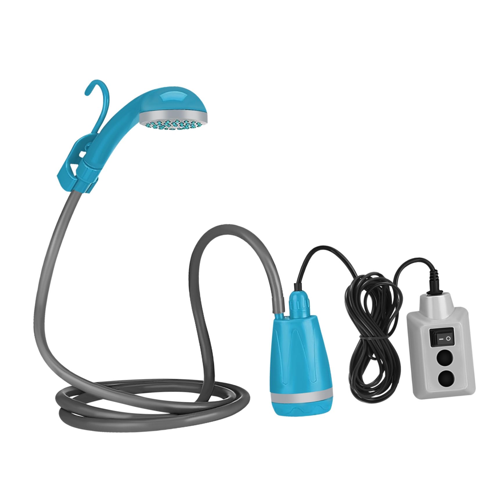 TOYANDONA Doccia Portatile da Campeggio Ricaricabile 2200mah Pompa per Esterno Flusso d'Acqua Stabile Materiale ABS e Gomma per Viaggi e Campeggio