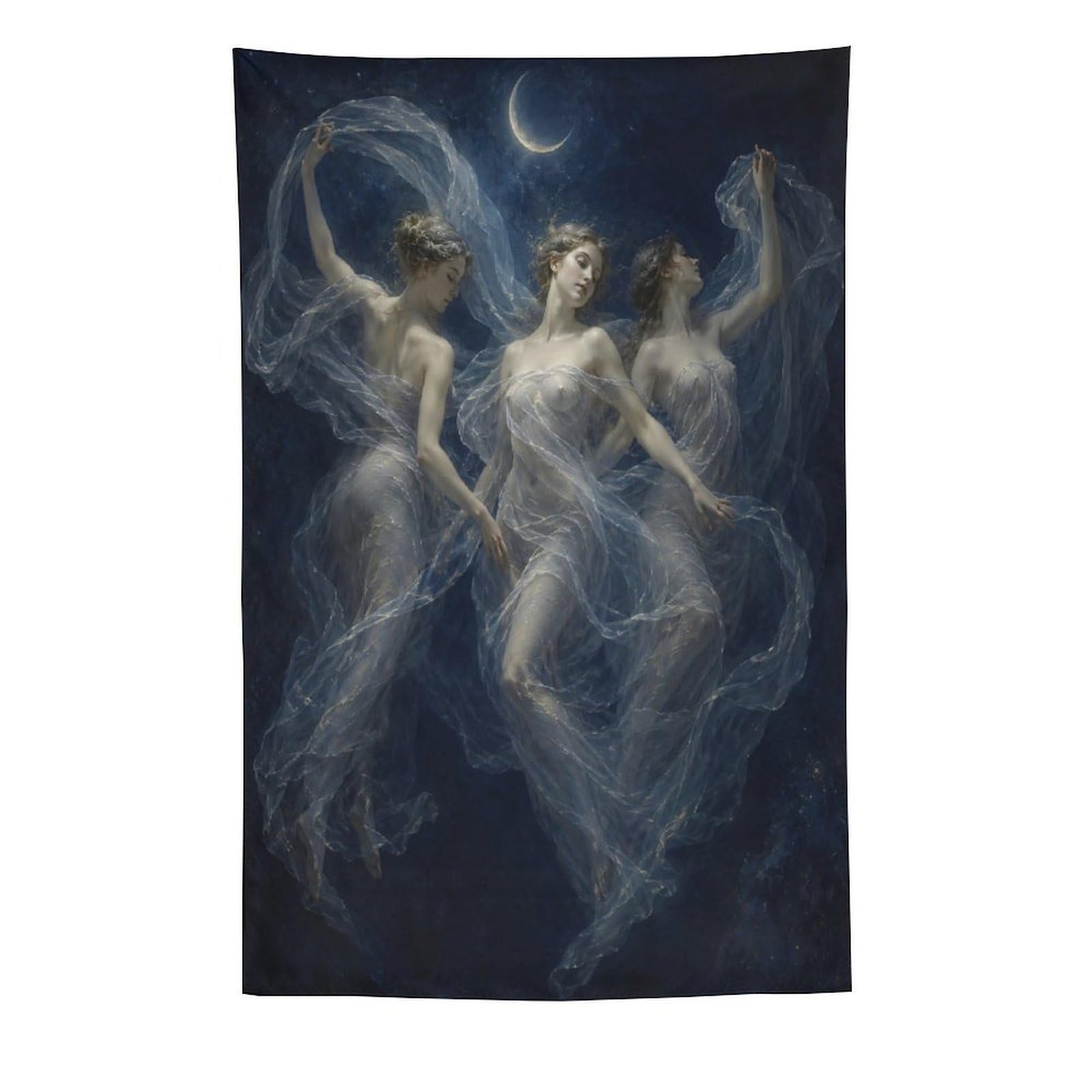 H3B8U2Y5 Moon Dancers Wall Tapestry, Fantasy Illustration Style, Dorm Room