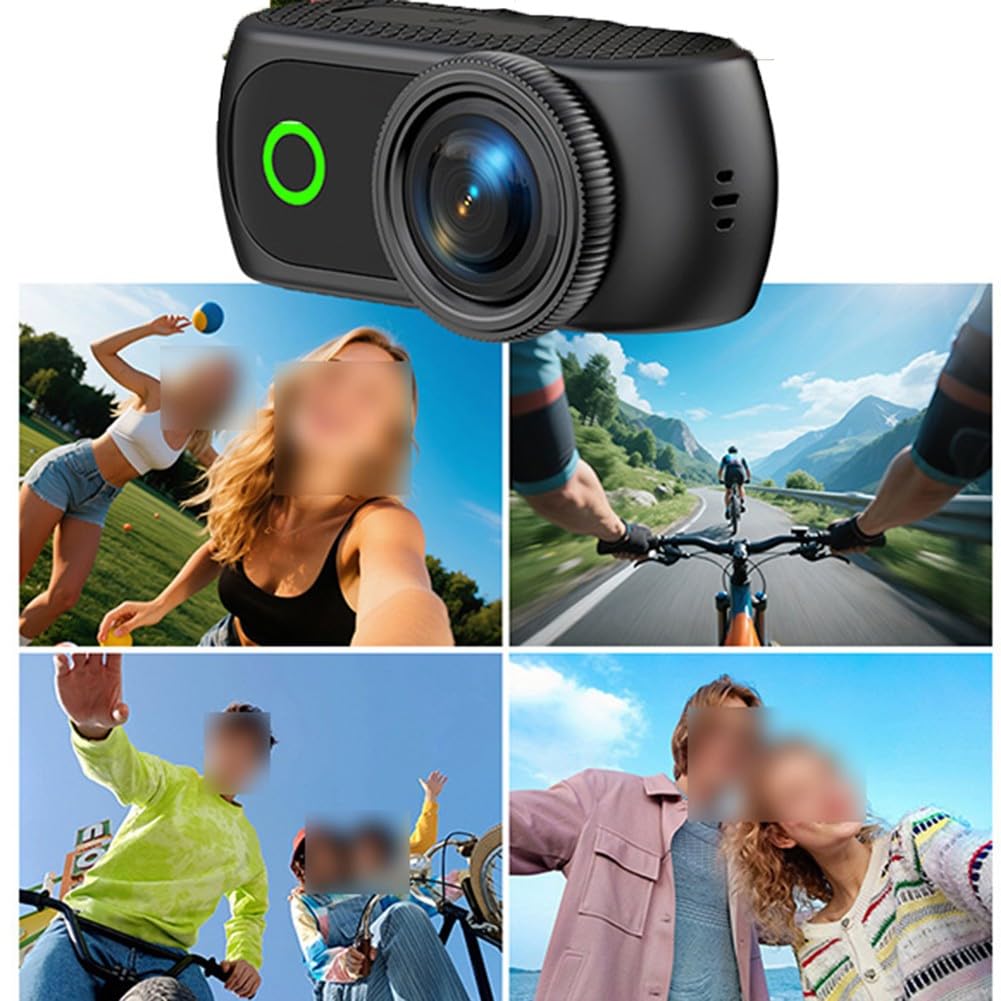 Per Action Camera Panoramica Compatta con Anti-Shake, WiFi Supporto Magnetico Outdoor Ciclismo e Avventure Bianco
