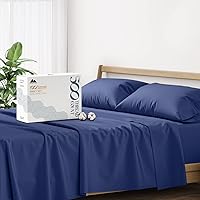 Vista 49 de Mayfair Linen - Juego de sábanas 100% algodón, tamaño Queen, 500 hilos, 4 piezas (azul claro), suave, refrescante, sábana de algodón satinado