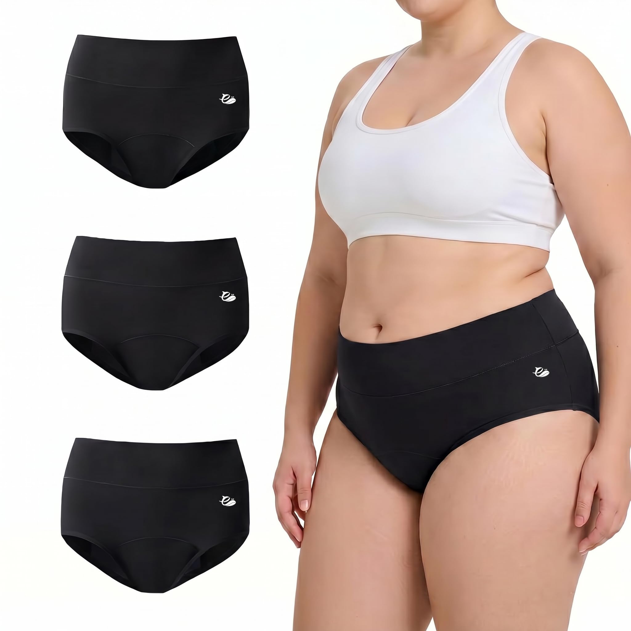 Lot de 3 culottes d'incontinence lavables pour femmes, culottes absorbantes pour femmes, culottes de protection anti-fuites taille haute pour post-partum, culottes menstruelles, lot de 3 tailles 3XL