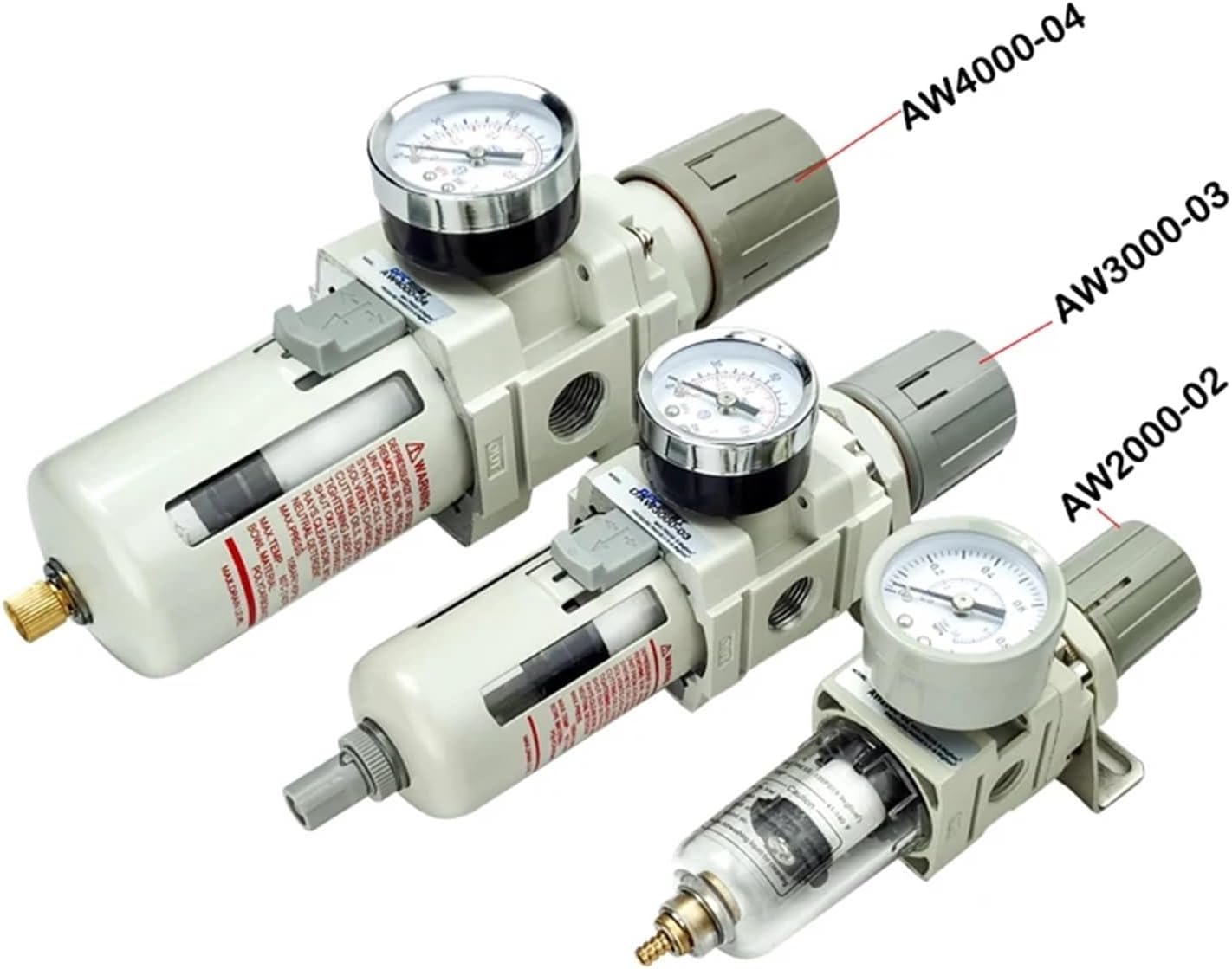 AW2000-02 AW3000-03 AW4000-04 Compressor Air Filter Controller Oil Seperator Filters Pneumatic Air Pressure Regulator(ONLY AW3000-03D,Copper Filter)