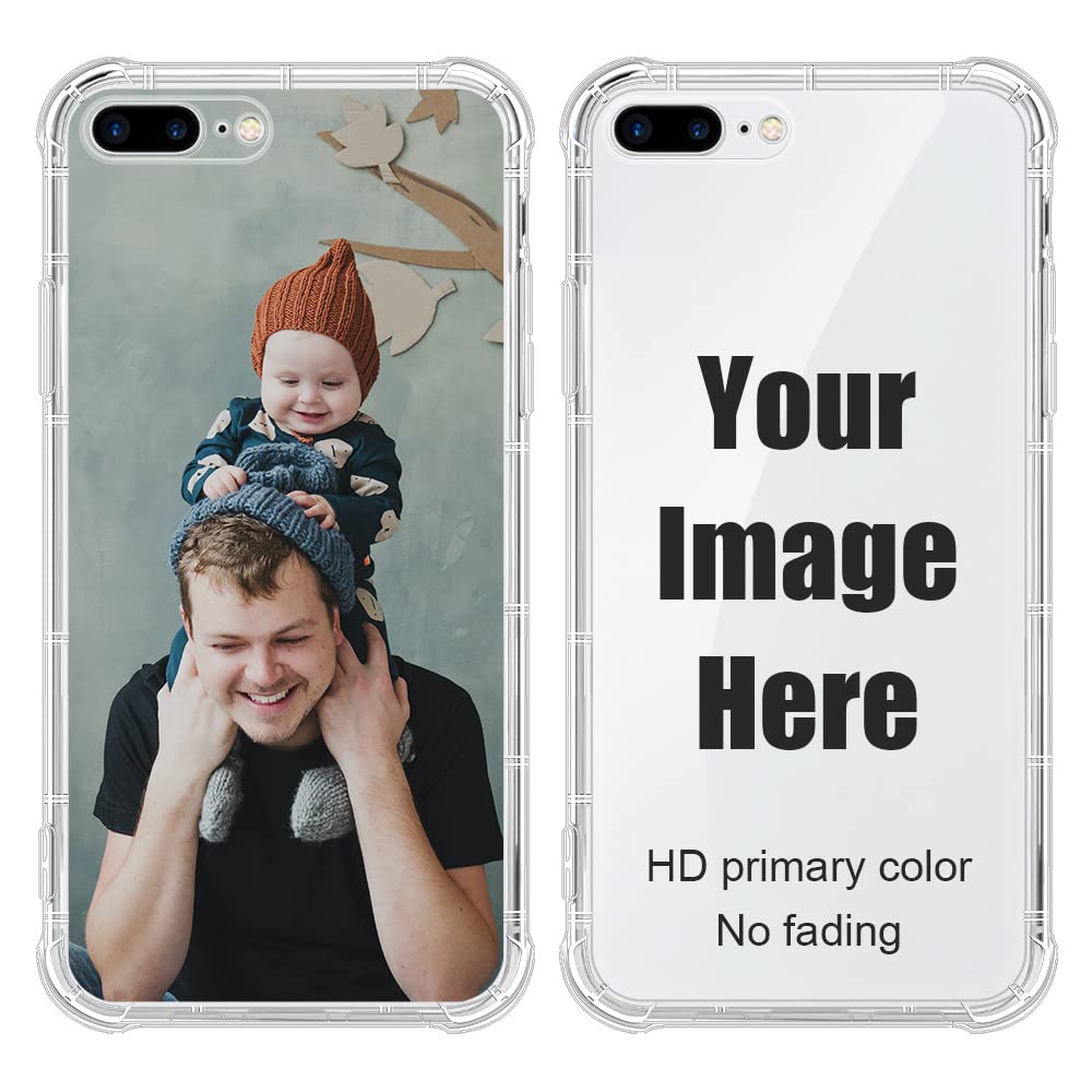 Personalized Custom Phone Case for iPhone, Clear Soft TPU Shockproof Case - Design Your Own Phone Covers Compatible for Apple iPhone 7/8 Plus