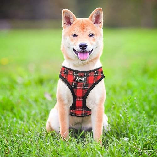 Miniatura 103 de Pupteck - Arnés para perro, chaleco de malla suave con relleno cómodo para cachorros, perros y gatos, evita los tirones, color negro y blanco