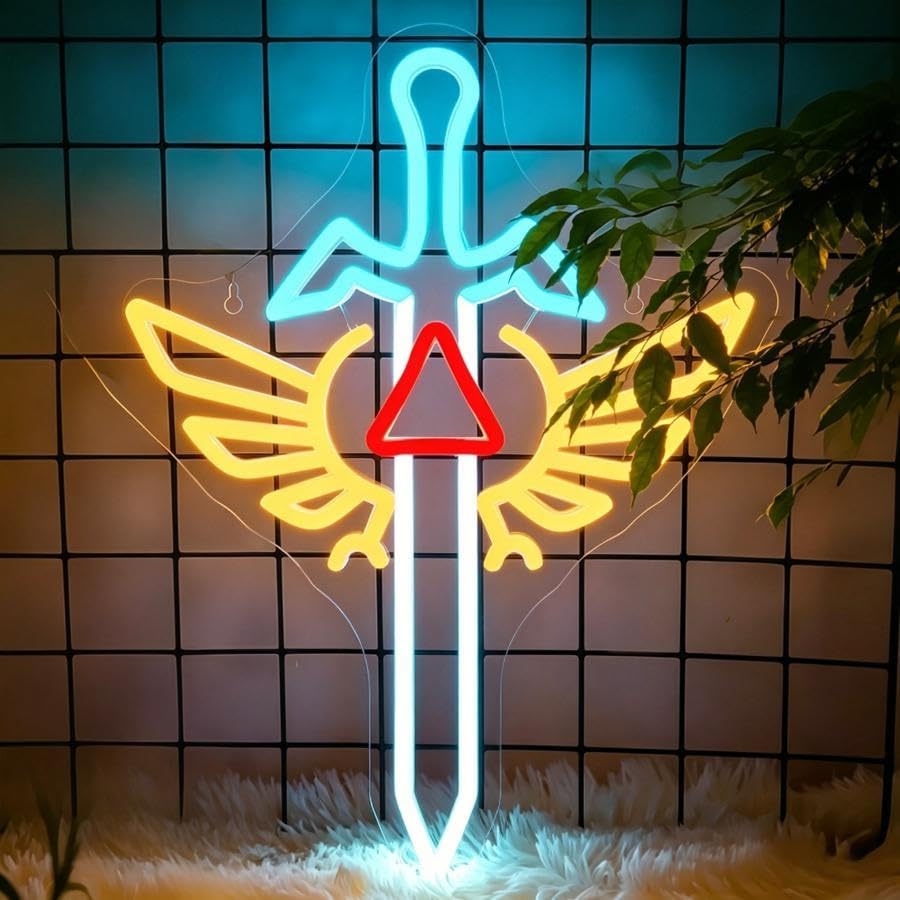 Image of Gaming Sword Neon Sign for Wall Decor Sword LED Neon Light Gaming Light Signs for Game Room, Man Cave, Club, Game Decor for Man, Boys,Bedroom, USB Powered Sign, Size 16.5 * 12.6inches(FMXD029)