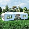 10x30 FT Outdoor Party Tent Heavy Duty Event Canopy Tent Galvanized Garden Gazebo Tent with Removable Sidewalls Waterproof Sun Protection Outdoor Tent Wedding Event Shelter (White,8 Sidewalls)