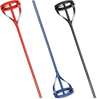 Therwen 3-Pack Stainless Steel Paint Mixer Drill Attachments for 1-5 Gallon Buckets - Durable Easy-Clean Mixing Paddle for Mud, Cement, Mortar, Grout (Red, Blue, Black)