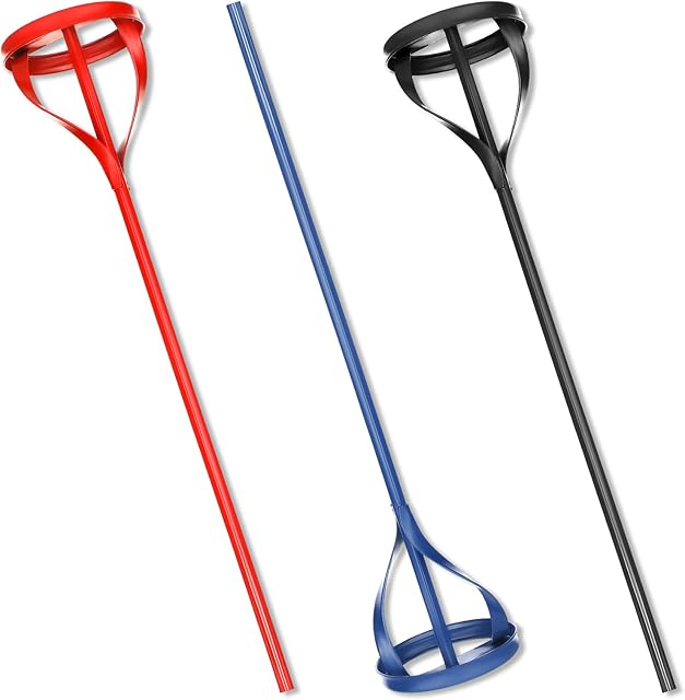 3 Pieces Paint Stirrer for Drill for 1 to 5 Gallon Buckets Fits Standard Drills Easy to Clean Paint Mixer for Drill Cement Mixing Paddle for Drill Mortar Mud Grout, 3 Colors