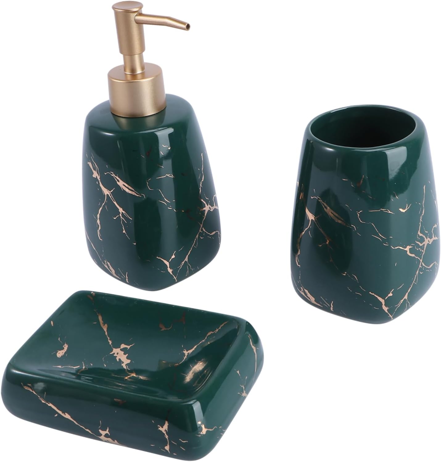 IMIKEYA 3pcs Marble Bathroom Accessory Bathroom Vanity Countertop Organizer with Soap Tray and Washing Cup for Toothbrush and Toothpaste Holder