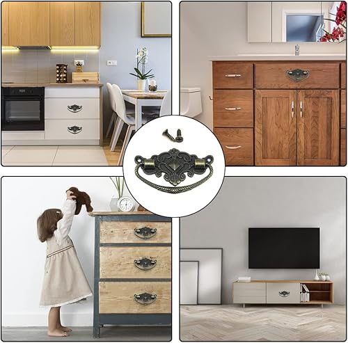 Miniatura 7 de YuanYouTong Tiradores de latón antiguo para armario, manijas de cajón vintage de 3 pulgadas, pomos de manija de muebles de cocina, accesorios de