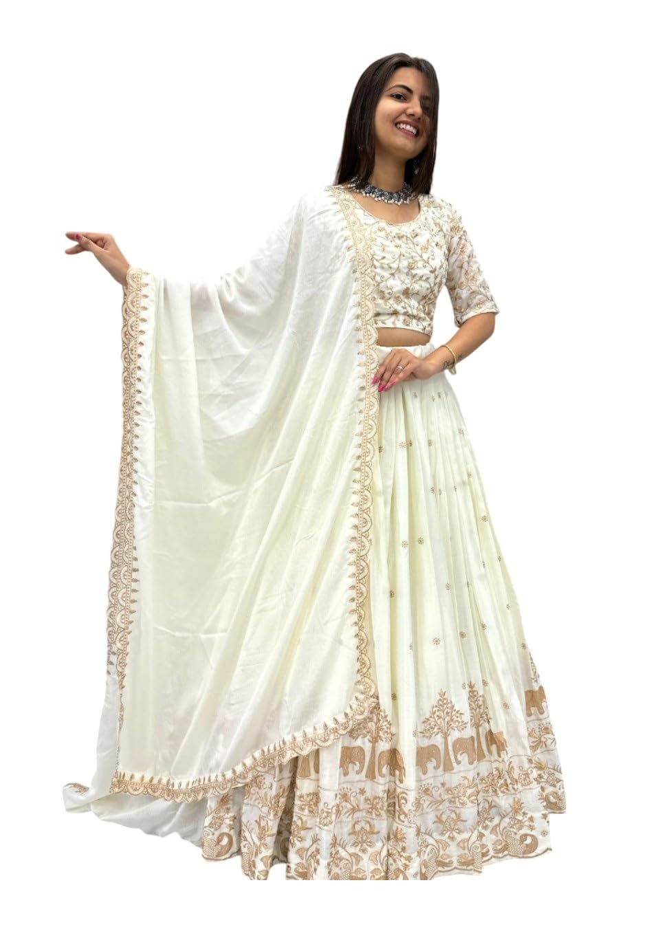 Aika Creation Women's Vichitra Embroidered Semi-Stitched Lehenga Choli Juli LH-BB-picture-18