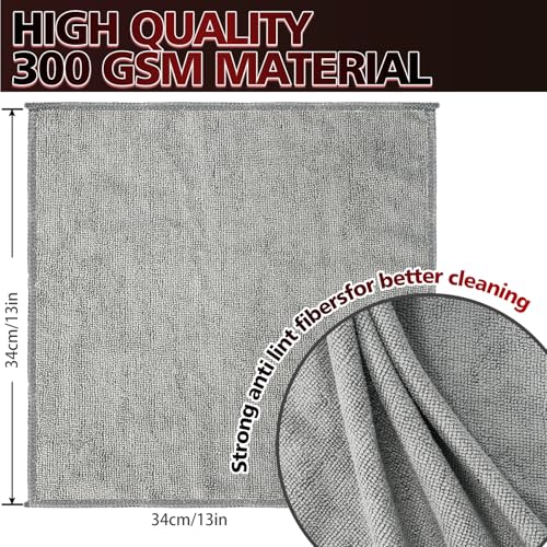 INFICRIME Microfiber Cleaning Cloth 12 Pack, 13 x 13 inch Microfiber Towels for Cars, High Performance Ultra Absorbent Car Washing Cloth, Lint Free Streak Free Cleaning Rags, 1200 Washes