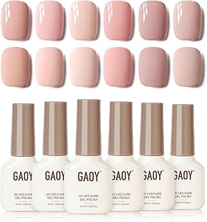 GAOY Macaron Nail Gel Polish Set Including Peach Pink Nude Shades, Sweet Minimalist Creamy Colors, Opaque Long Lasting Gel for Home & Salon Manicure