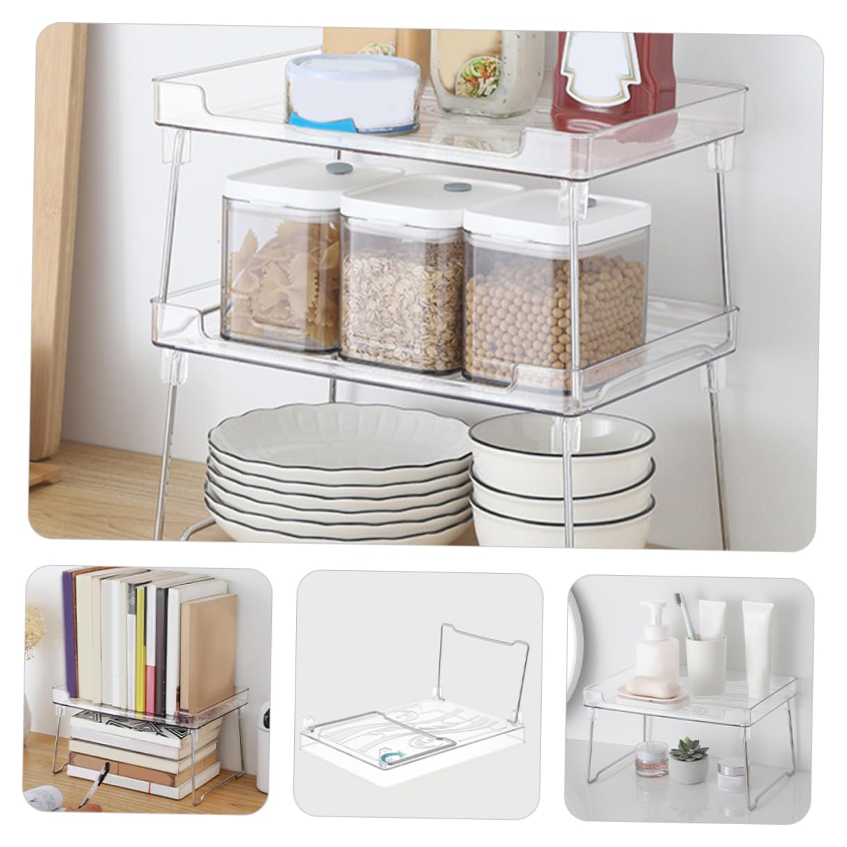 Hemobllo 2pcs Organisateur de Porte-épices en Acier Inoxydable et Plastique Étagère à Épices pour Placard Charge Élevée Bureau et Salle de Bain