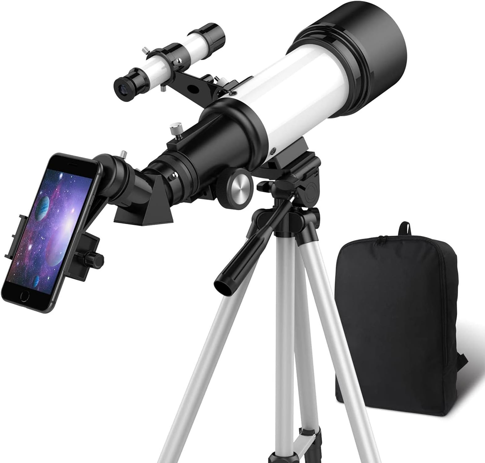 70mm Aperture 400mm AZ Mount, Fully Multi-Coated Optics, Telescopes for Adults, Astronomy Refractor Telescope Portable Travel Scope with Tripod, Phone Adapter, Backpack