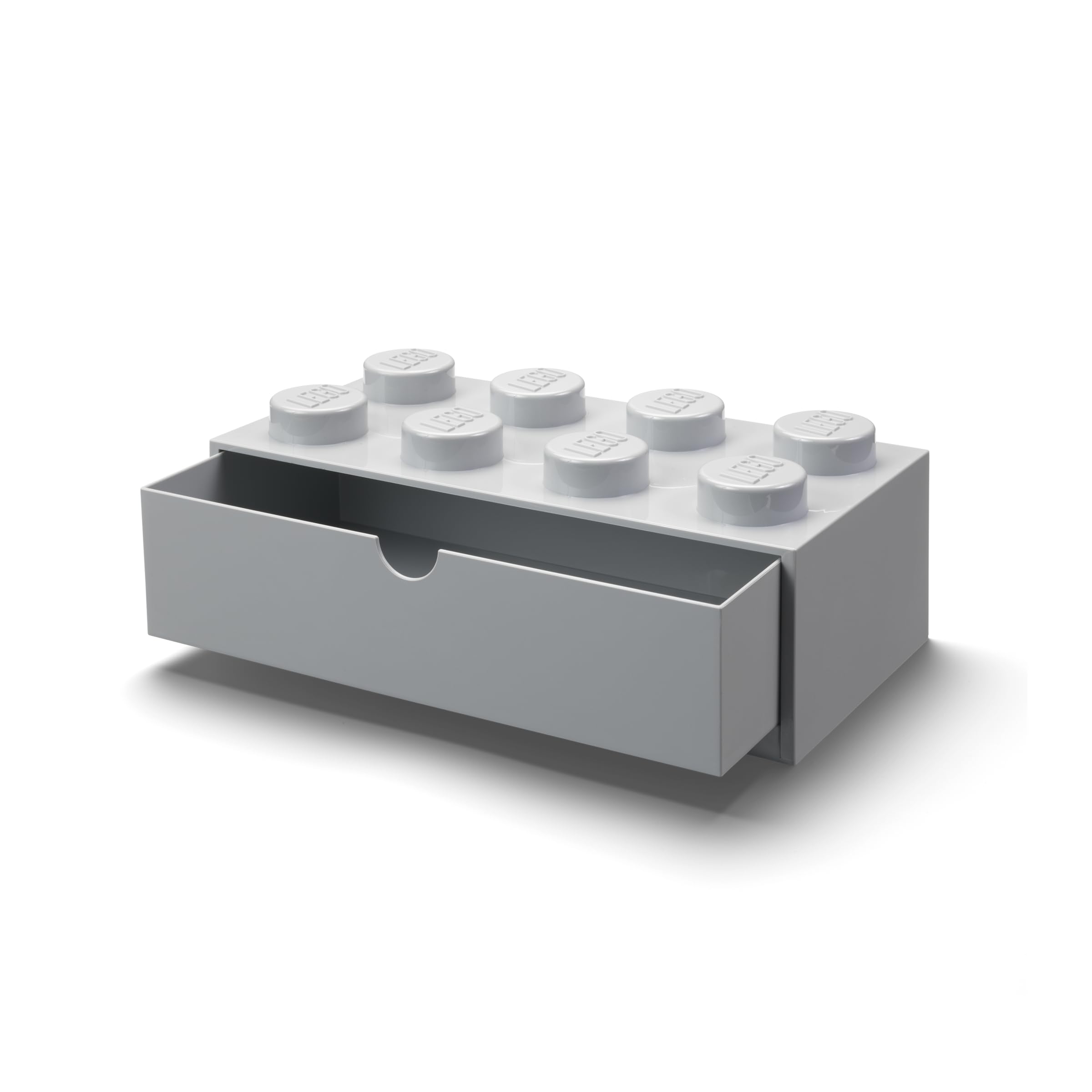 ROOM Copenhagen Lego Storage Brick 8 Desk Drawer, 8-Stud Stackable Tabletop Storage Box, 12.4 x 6.2 x 4.4 in, Stone Grey