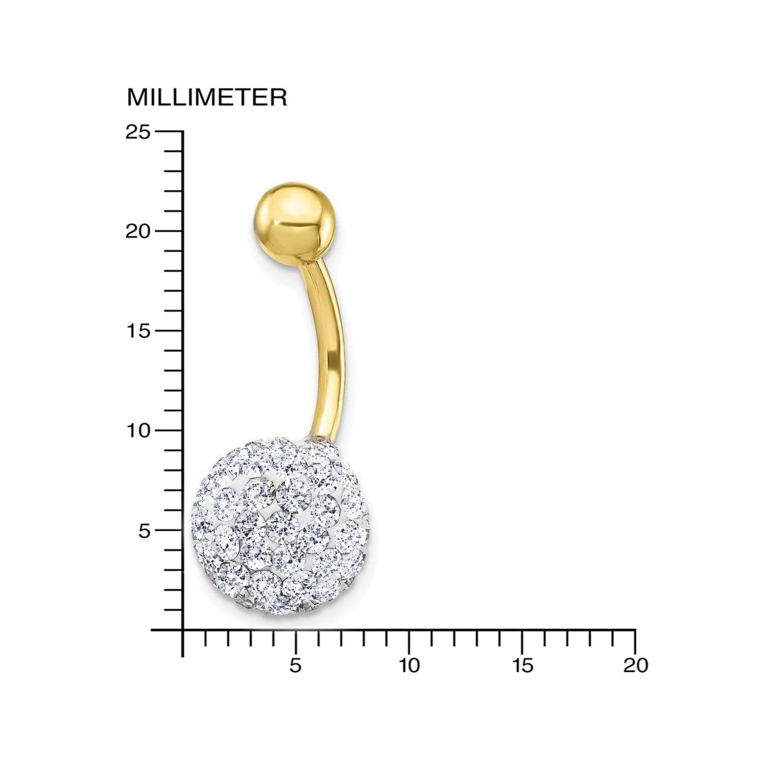 Monde Petit Piercing für Nabel mit Zirkon - Gelbgold 18 Karat (750) - Geschenkbox - Garantiezertifikat