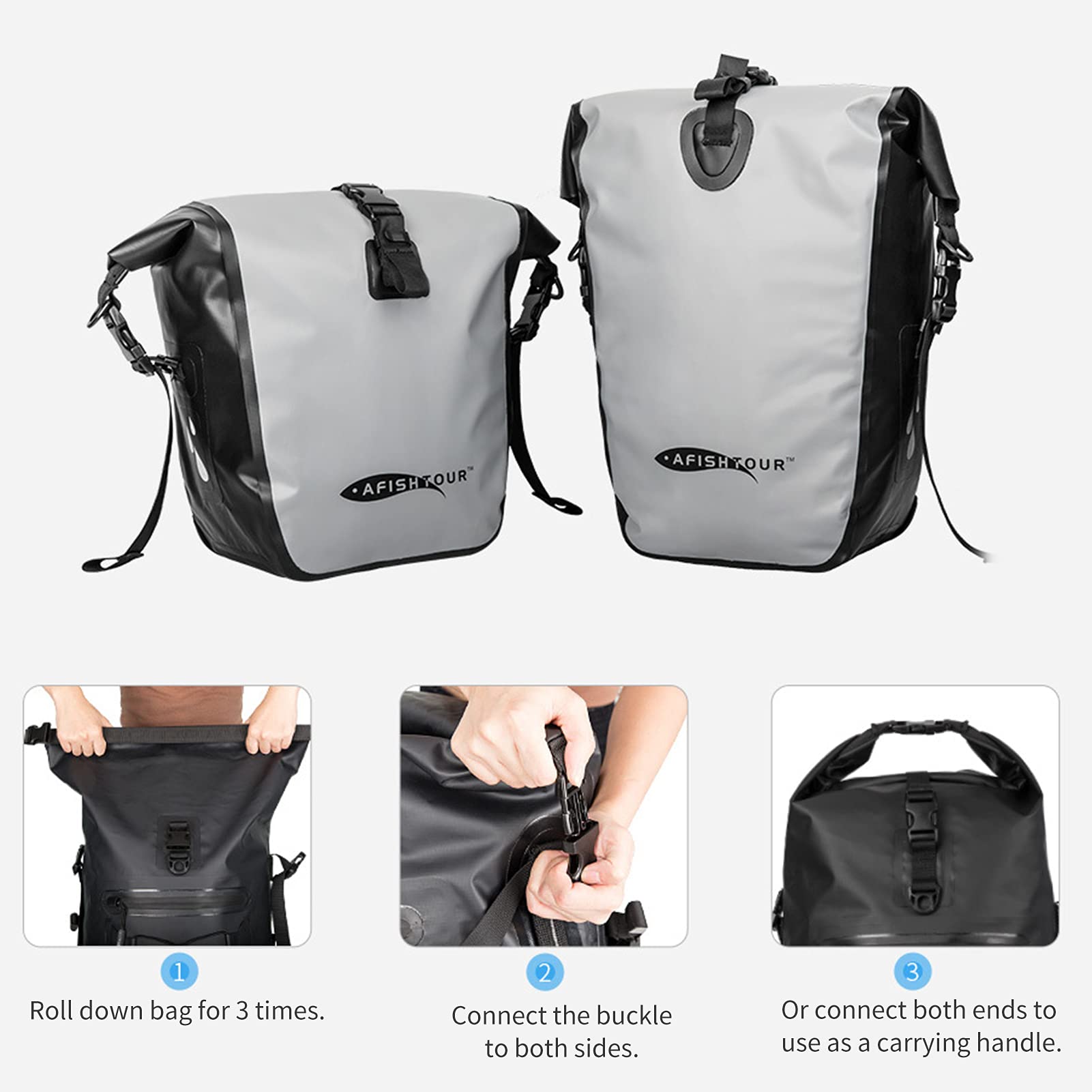Lixada Fahrradtasche für Gepäckträger, 100% wasserdicht Fahrrad Gepäcktasche 15L/25L, Einkaufstasche, Rücksitztasche, für Reisen Einkaufen