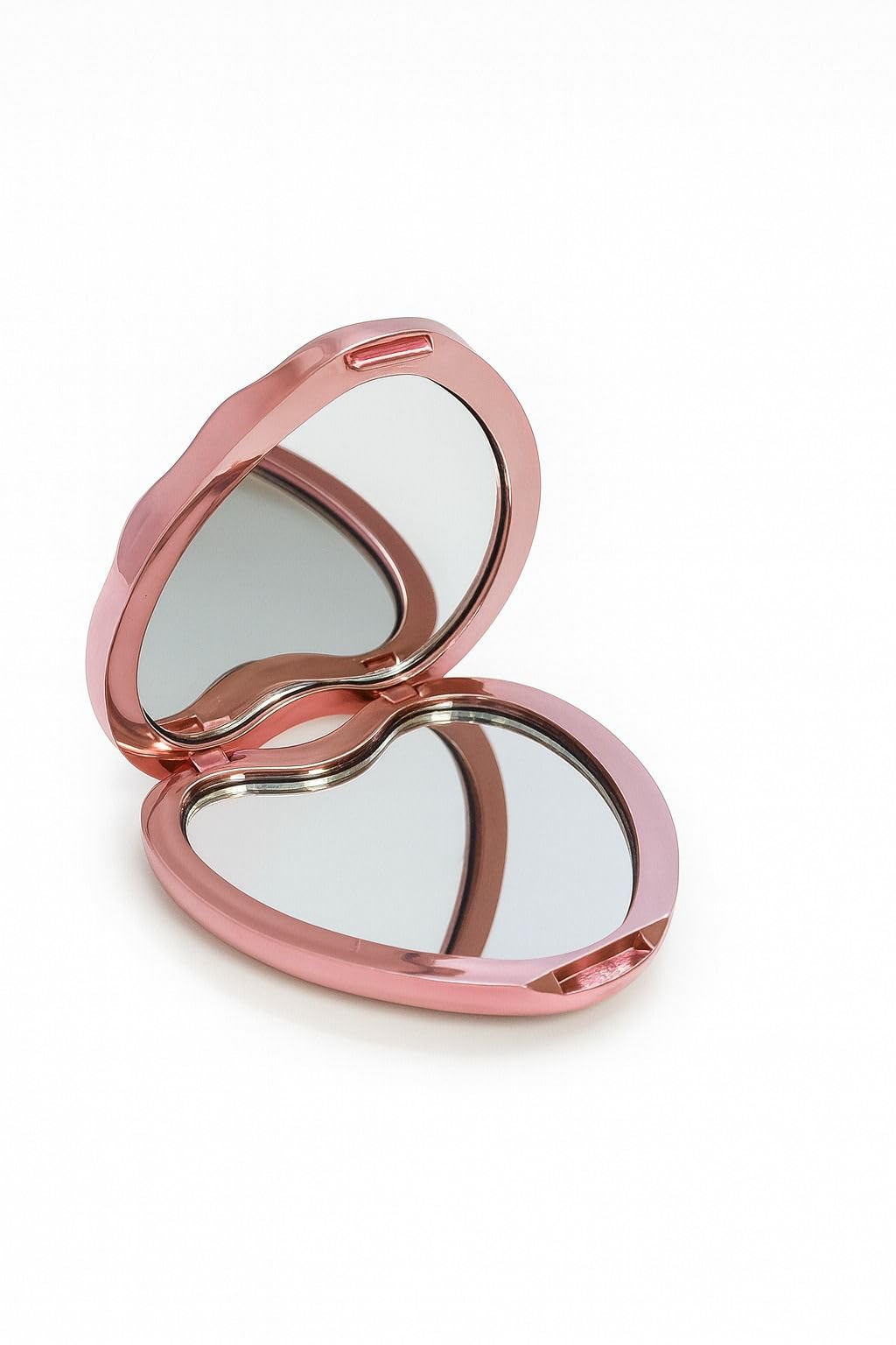 URBAN BOX Plastic Small Double Sided Foldable Purse Mirror for Women Heart Shape Magnifying Hand Mirror for Makeup Handy Compact Travel Mirror (Rose Gold)-image-39