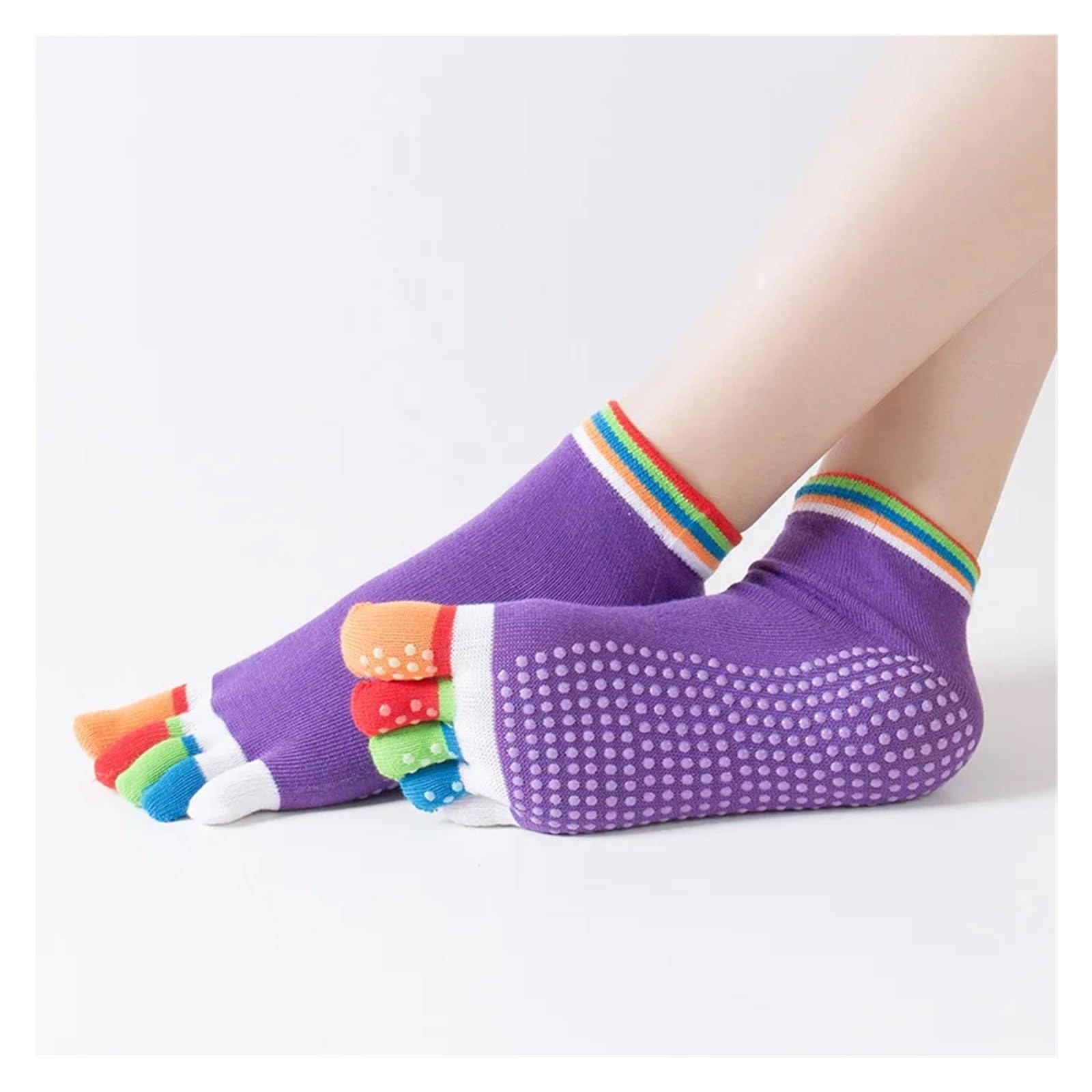 Calze Antiscivolo Donna Calzini Da Yoga Da Donna Colorati Antiscivolo In Silicone Palestra Pilates Balletto Fitness Calzini Sportivi In ​​cotone 5 Dita