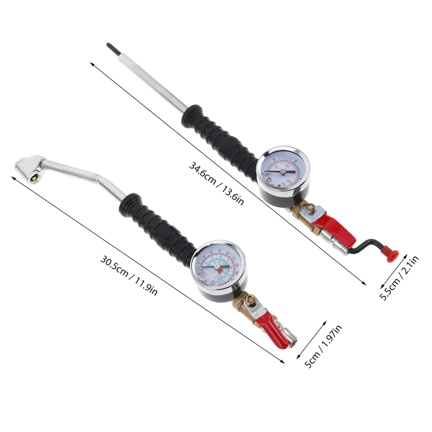 2 pezzi Manometro per Pressione Pneumatici Auto con Manovella Resistente per Gonfiaggio Rapido e Portatile Compatibile con Compressori Aria e Veicoli Multipli