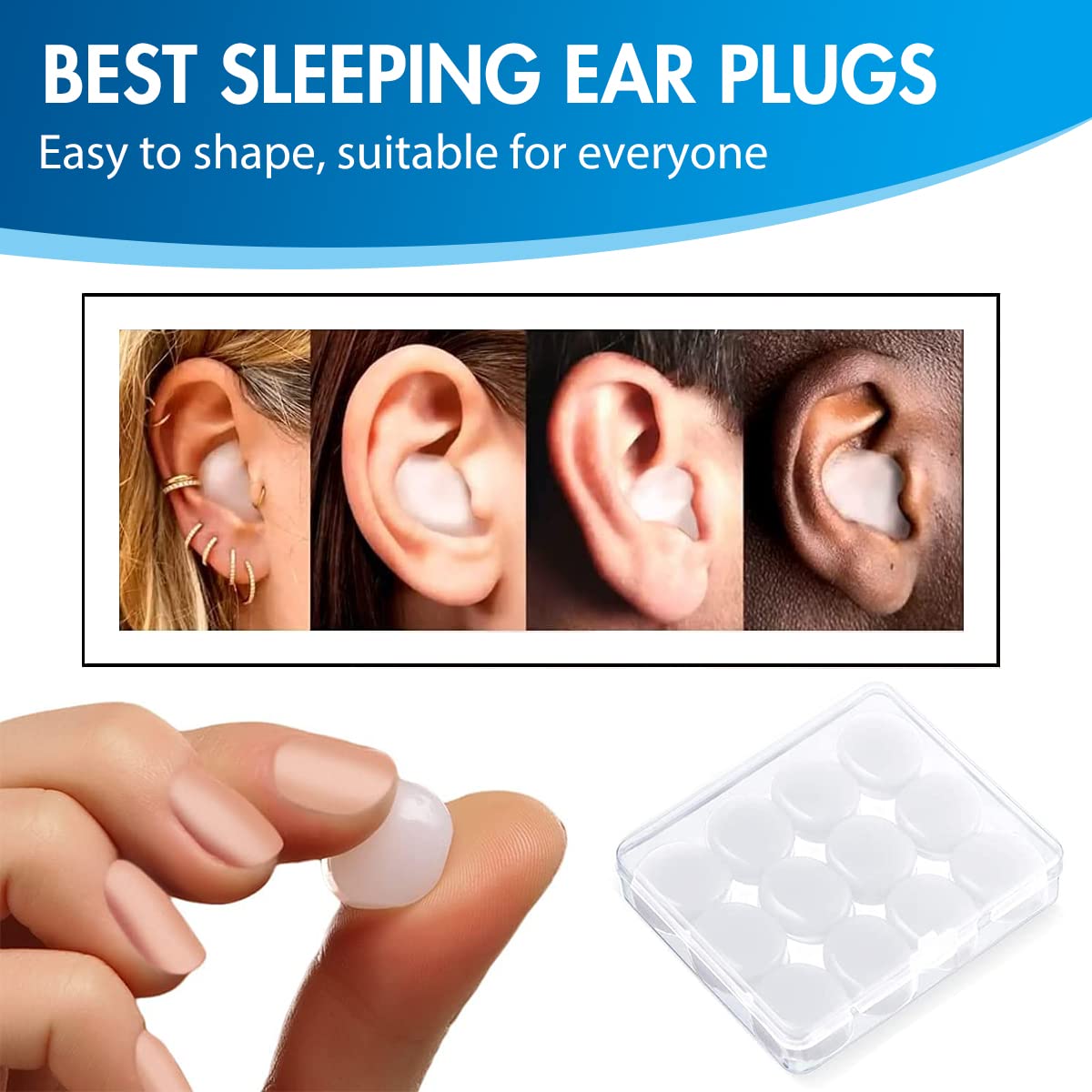 6 Tappi Per Orecchie Antirumore Con Fascia Regolabile – Silicone Morbido E Riutilizzabile – Per Dormire, Studiare, Lavorare – Multicolore