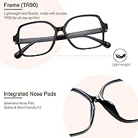 Vista 4 de Dollger Lentes cuadrados con bloqueo de luz azul para mujeres y hombres, de gran tamaño, antifatiga, lentes de nerd, marco de computadora