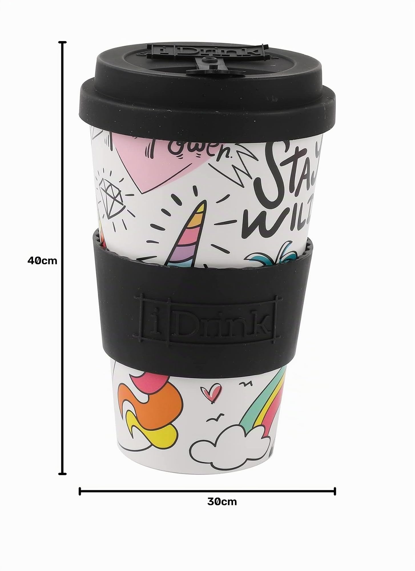 IDRINK®- RPET-Kaffeebecher mit Silikonverschluss zum Öffnen, leicht zu tragen 435 ml Becher zum Mitnehmen aus recyceltem Kunststoff 8… – Ansicht 4