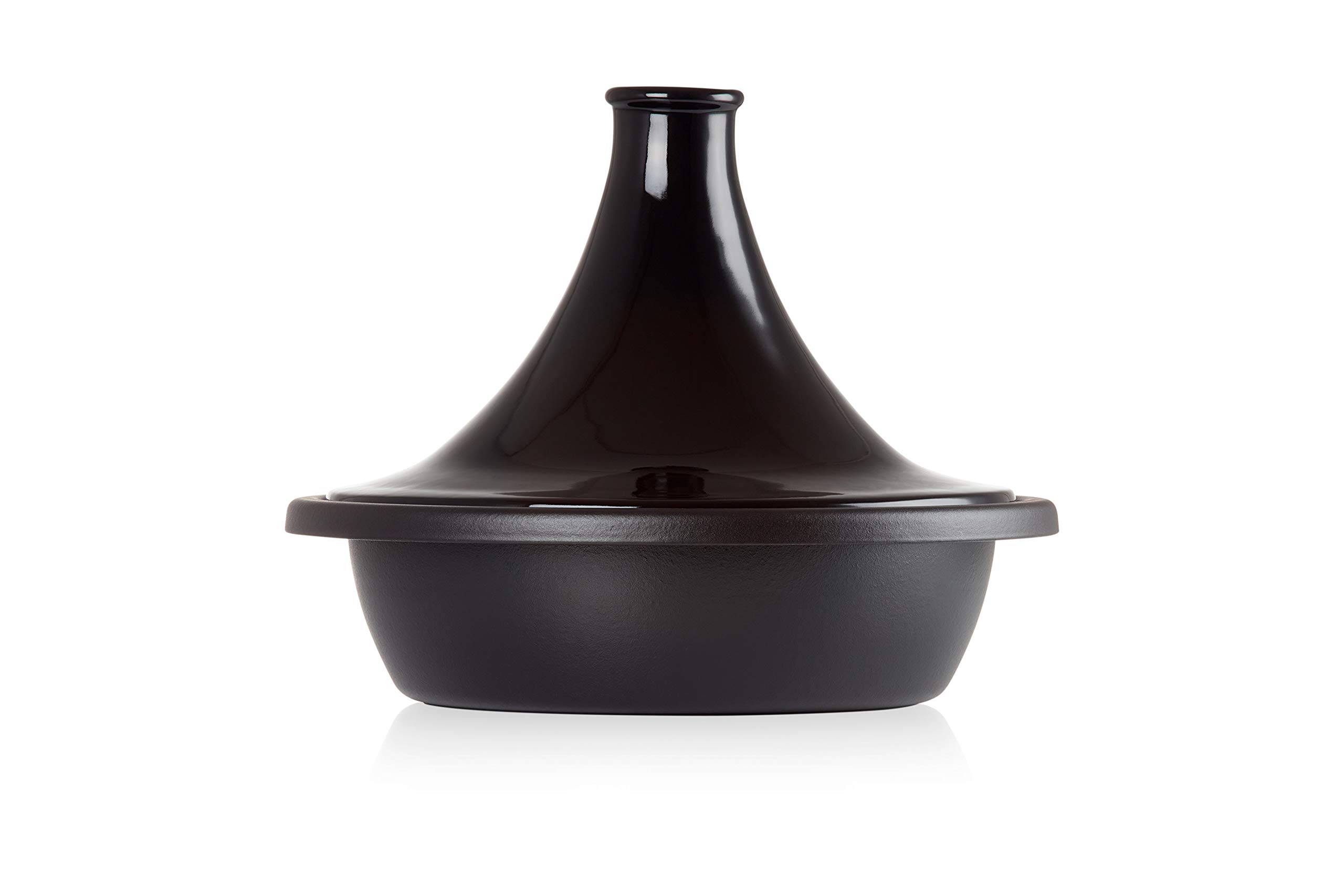 LE CREUSET Tajine de Hierro Fundido, Redondo, diametro 31 cm, Apto para Todas Las Fuentes de Calor, Incluso inducción y Horno, Negro