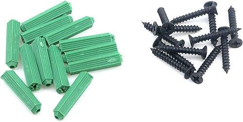 Miniatura 6 de MY MIRONEY 4 ganchos de techo de acero inoxidable negros (4 ganchos, 12 tornillos, 12 anclajes), tres ganchos de horquilla para colgar comederos de