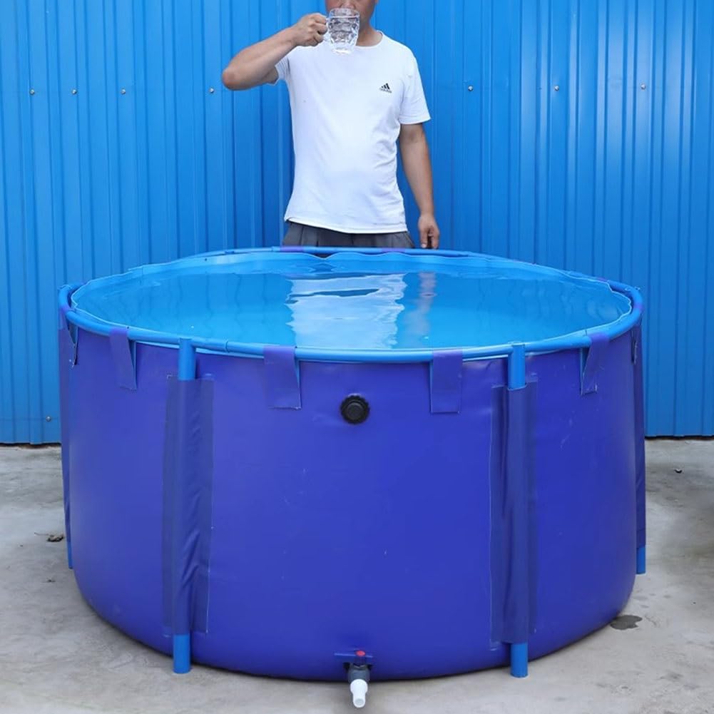 Serbatoio d'acqua in tela per acquario, per Koi e pesci rossi, 1,2 x 1 m, con valvola di scarico, perfetto per tartarughe e laghetti, soluzione durevole e portatile per conservare i pesci