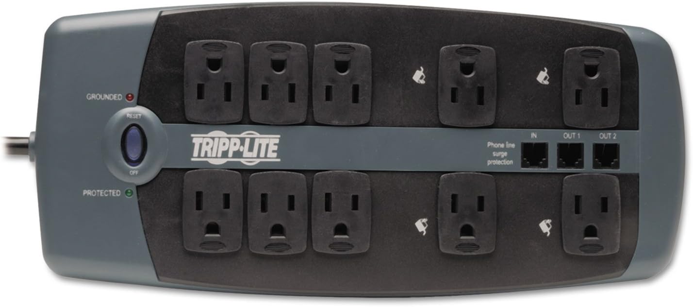 Tripp Lite TLP1008TEL 10-Outlet Surge Protector with Telephone Protection (Without Coaxial Protection)