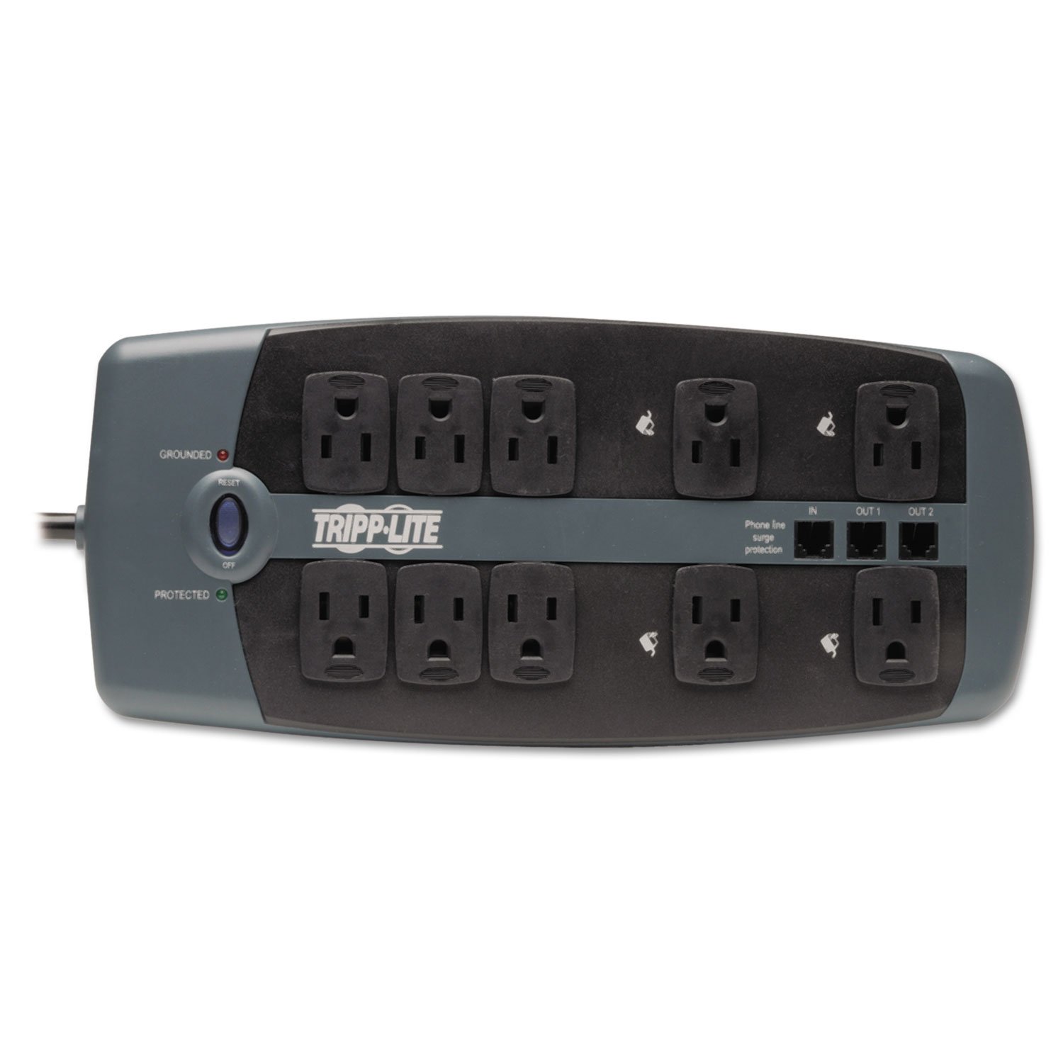 Tripp Lite TLP1008TEL TLP1008TEL Surge Suppressor, 10 Outlets, 8 ft Cord, 2395 Joules, Black