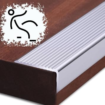 Stair Nosing Edge Trim 36 Anti-Slip Stair Edge Protector, Step Edge Trim Waterproof Stair Nose Molding Trim, Aluminum Stair Edging Staircase for Outdoor Indoor Silver,L90cm/36/3ft