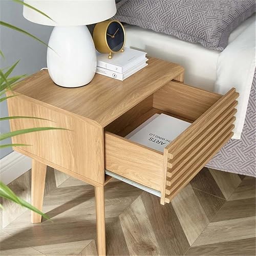 Miniatura 7 de Modway Render Mid-Century - Mesa auxiliar o mesita de noche moderna en roble, 15 x 19 x 21.5 pulgadas Roble,Carbón vegetal,Blanco,Blanco de