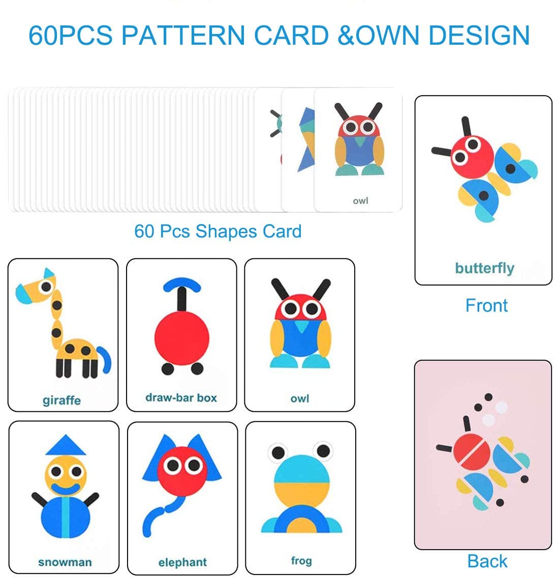 EACHHAHA Giocattoli educativi in ​​legno per bambini - Giocattoli Montessori -36 parti in legno + 60 carte-Regali per bambini 3 4 5 6 anni