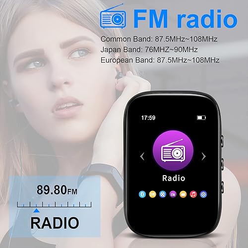 Miniatura 6 de Reproductor de MP3 de 32 GB con Bluetooth Deportes Clip-on Reproductor de música Soporte FM Radio Grabación de voz Libro electrónico Calendario