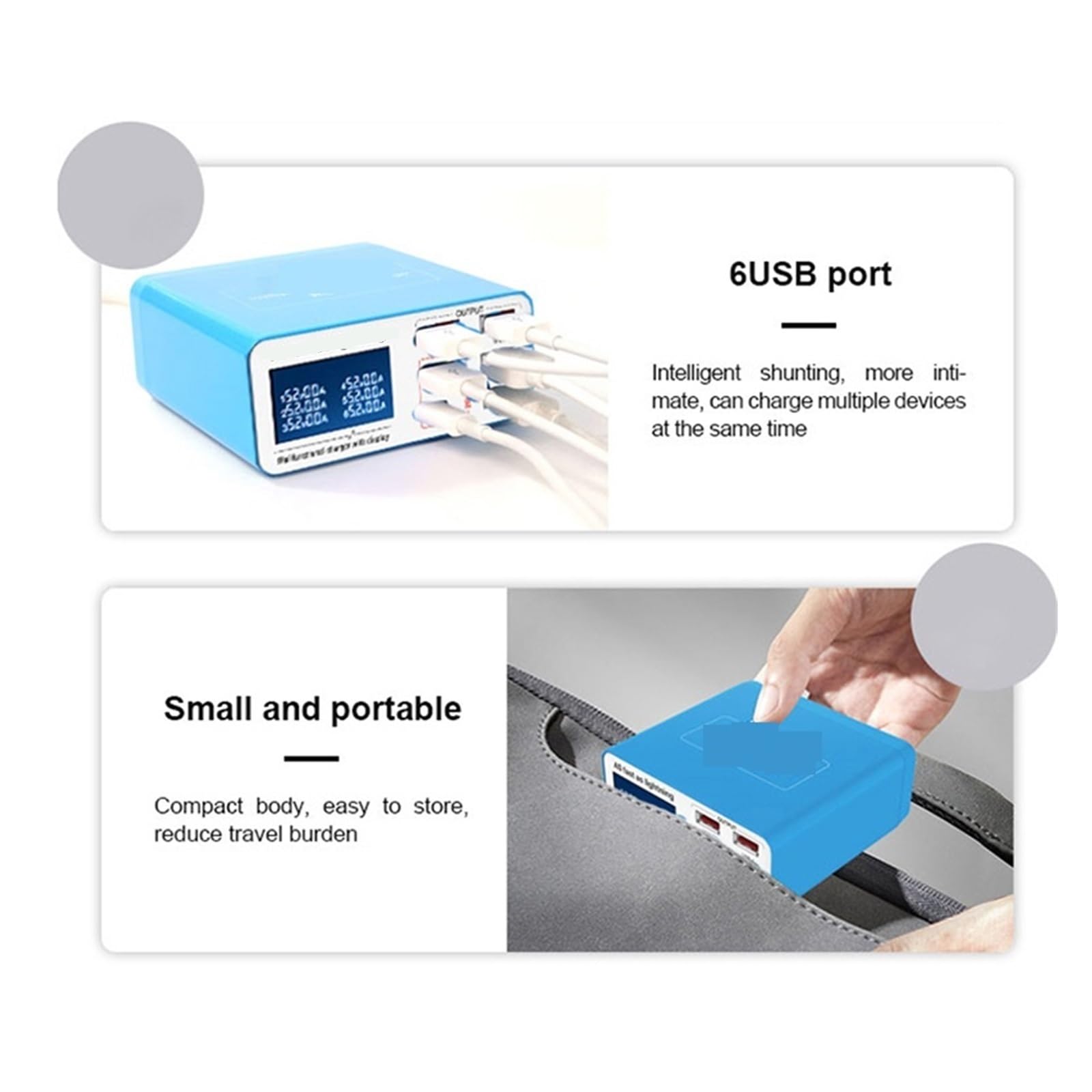 Caricatore Con Display Digitale USB Intelligente A 6 Porte PD3.0 + QC3. For Tutti I Telefoni Cellulari E Supporto Di Ricarica For Tablet Capacità Di Ricarica Rapida