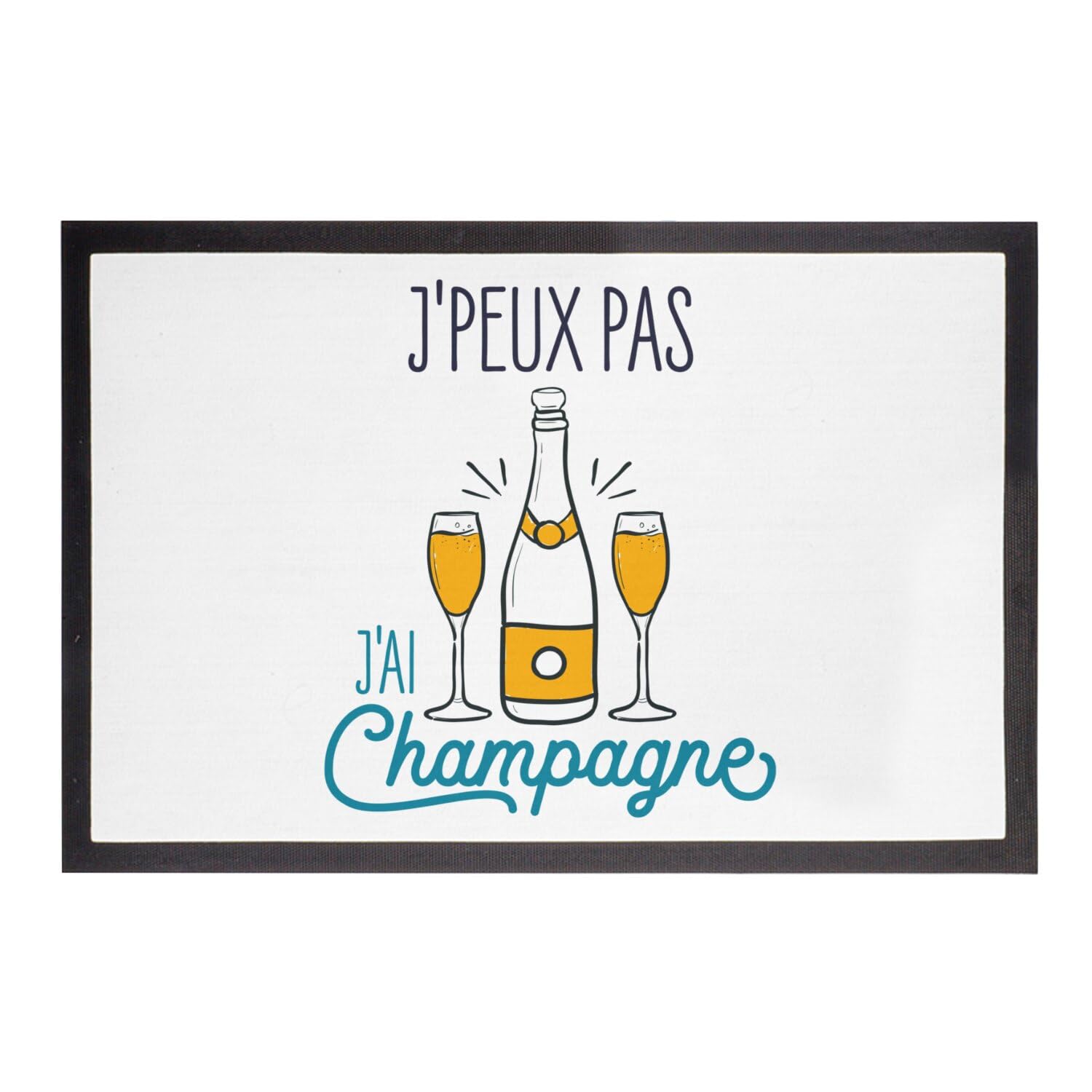 Paillasson Blanc J'Peux Pas J'Ai Champagne - Tapis de Sol Apéro 60x40cm